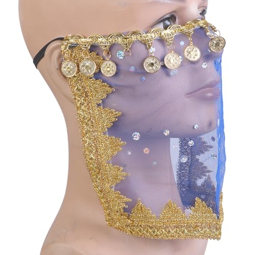 KAHDGSS Damen Bauchtanz Gesichtsschleier Halbgesichtsschleier Bauchtanz Tribal Gesichtsschleier mit Münze Halloween Kostüm Cosplay Schleier KAHDGSS Damen Bauchtanz Gesichtsschleier Halbgesichtsschleier Bauchtanz Tribal Gesichtsschleier mit Münze Halloween Kostüm Cosplay Schleier von KAHDGSS