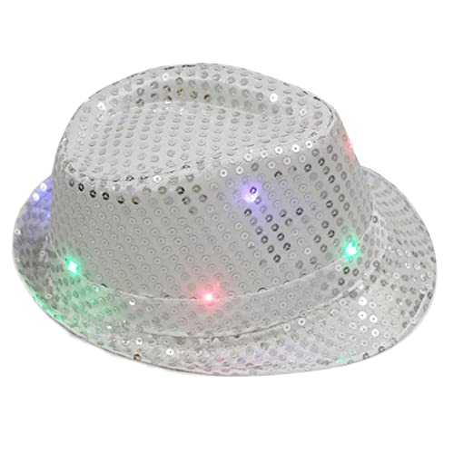 KAHDGSS Fedora-Hut mit Lichtern für Karneval, Motto-Party, Fedora-Hut, Zubehör für Kinder, Blingbling, Show, Tanz KAHDGSS Fedora-Hut mit Lichtern für Karneval, Motto-Party, Fedora-Hut, Zubehör für Kinder, Blingbling, Show, Tanz von KAHDGSS