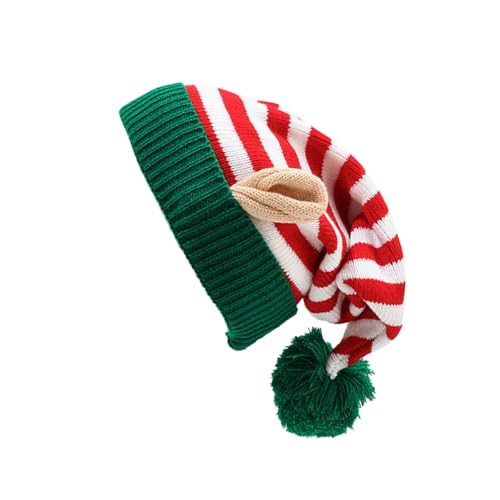 KAHDGSS Gestreifte Weihnachtsstrickhüte Mit Ohr Mit Weichem Acrylgarn Warmer Für Feiertagsfeiern Familienversammlungen Strickkappen von KAHDGSS