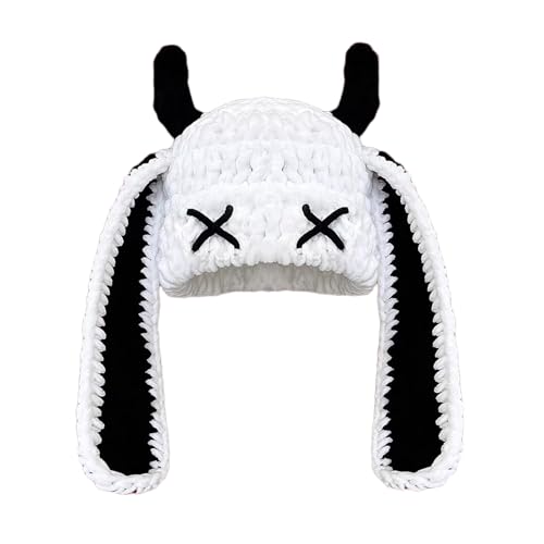 KAHDGSS Häkeln Plüschgestrickte Mütze Mit Lustigem Teufelshorn Warm Unisex Winter Pullover Cosplay Event Sammeln Erwachsene Kopfbedeckung Warmer Pullover von KAHDGSS