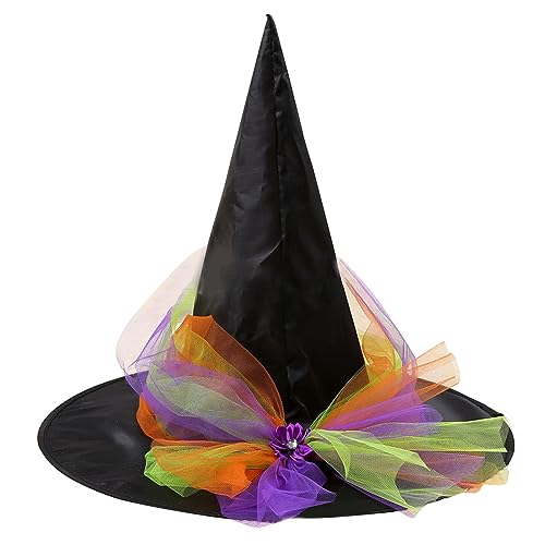KAHDGSS Halloween Hexe Zauberer Hut Karneval Party Kopfbedeckung mit Garn/Blume Teufel Cosplay Requisiten für Kinder Mädchen Jungen von KAHDGSS