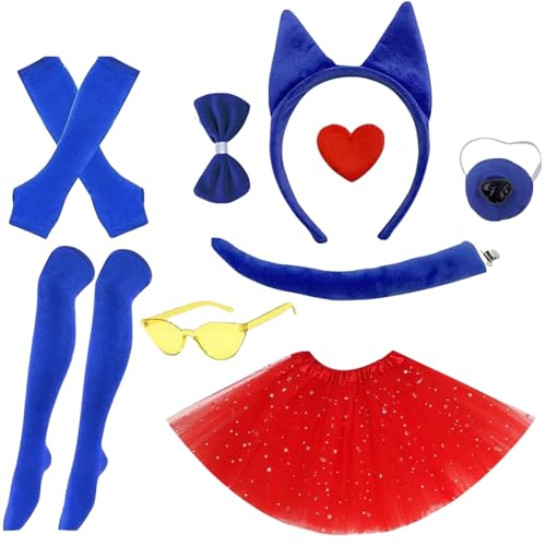 KAHDGSS Halloween-Tier-Kostüm-Set für Kinder, Katzen, Hunde, Esel, Outfit mit Stirnband, Nasenschwanz, Fliege, Rock, Strümpfe, Handschuhe KAHDGSS Halloween-Tier-Kostüm-Set für Kinder, Katzen, Hunde, Esel, Outfit mit Stirnband, Nasenschwanz, Fliege, Rock, Strümpfe, Handschuhe von KAHDGSS