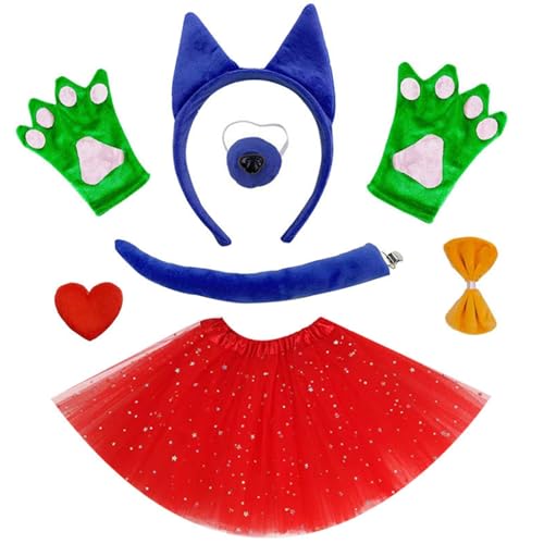 KAHDGSS Halloween-Tier-Kostüm-Set für Kinder, Katzen, Hunde, Esel, Outfit mit Stirnband, Nasenschwanz, Fliege, Rock, Strümpfe, Handschuhe KAHDGSS Halloween-Tier-Kostüm-Set für Kinder, Katzen, Hunde, Esel, Outfit mit Stirnband, Nasenschwanz, Fliege, Rock, Strümpfe, Handschuhe von KAHDGSS
