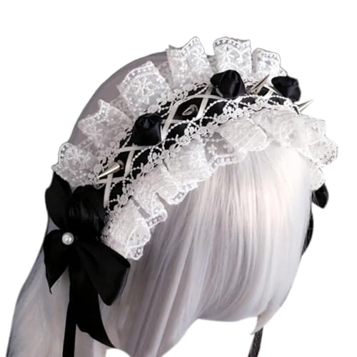 KAHDGSS Hamdmade Niethaarband Spitze Bogen Kopfbedeckung Für Party Cosplay Accessoire Für Musikfestivals Nachtclubs von KAHDGSS