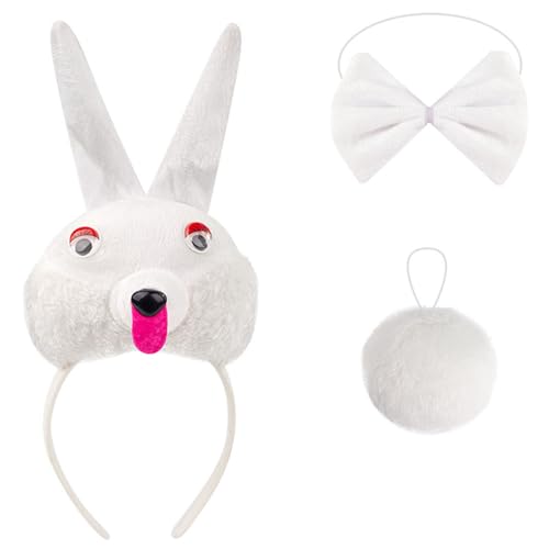 KAHDGSS Hundekostüm-Set mit Ohren, Stirnband, Schwanz, Schleifen, Kinder, Halloween, Weihnachten, Cosplay, Requisiten, Tier-Cosplay-Kostüm KAHDGSS Hundekostüm-Set mit Ohren, Stirnband, Schwanz, Schleifen, Kinder, Halloween, Weihnachten, Cosplay, Requisiten, Tier-Cosplay-Kostüm von KAHDGSS