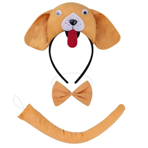 KAHDGSS Hundekostüm-Set mit Ohren, Stirnband, Schwanz, Schleifen, Kinder, Halloween, Weihnachten, Cosplay, Requisiten, Tier-Cosplay-Kostüm KAHDGSS Hundekostüm-Set mit Ohren, Stirnband, Schwanz, Schleifen, Kinder, Halloween, Weihnachten, Cosplay, Requisiten, Tier-Cosplay-Kostüm von KAHDGSS