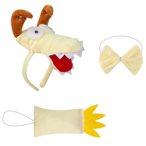 KAHDGSS Hundekostüm-Set mit Ohren, Stirnband, Schwanz, Schleifen, Kinder, Halloween, Weihnachten, Cosplay, Requisiten, Tier-Cosplay-Kostüm von KAHDGSS
