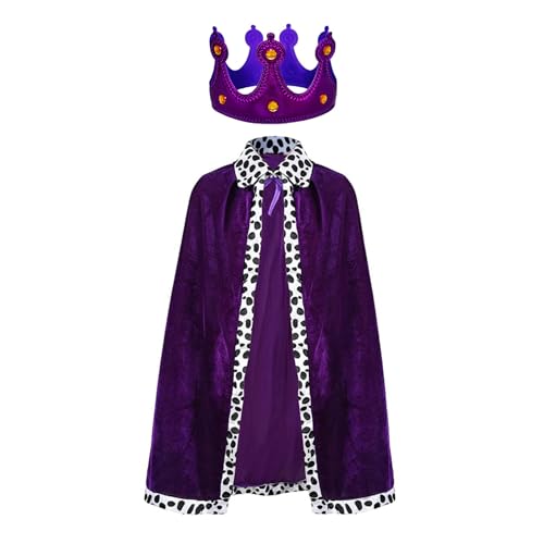 KAHDGSS Kinder Erwachsene König Umhang King King Umhang König Robe Kopfstück Set Halloween King Cape Kostüm Für Cosplay Rollenspiele KAHDGSS Kinder Erwachsene König Umhang King King Umhang König Robe Kopfstück Set Halloween King Cape Kostüm Für Cosplay Rollenspiele von KAHDGSS