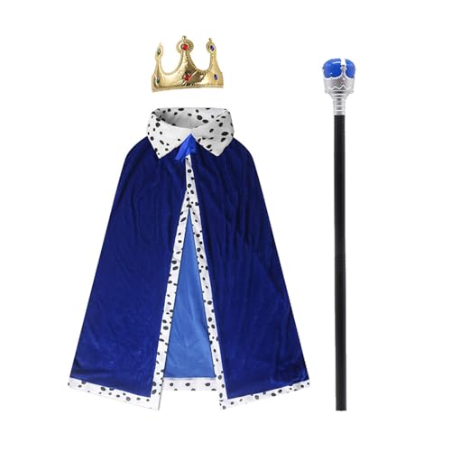 KAHDGSS Kinder Erwachsene König Umhang King King Umhang König Robe Kopfstück Set Halloween King Cape Kostüm Für Cosplay Rollenspiele von KAHDGSS