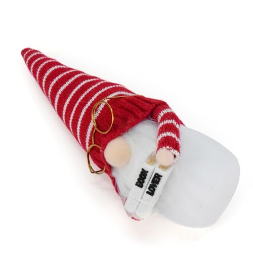 KAHDGSS Plüschpuppen Mit Gläser Buchliebhaber Schwedische Tomte Elfen Sammlertisch Und Buchregal Dekore von KAHDGSS