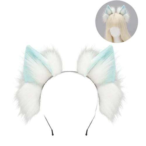 KAHDGSS Realistisches Wolf Ohr Kopfbedeckung Elastisches Biegbares Haarband Für Frauen Teenager Mädchen Themenpartys Täglich Anime Event Bunt Tierisches Ohrhaarband von KAHDGSS