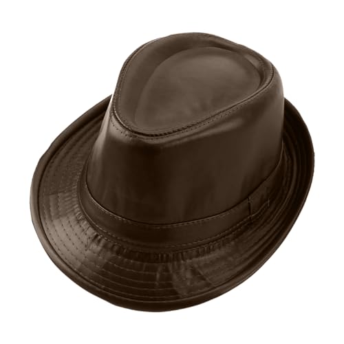 KAHDGSS Retro-Hut aus Kunstleder, passend zu älteren Vintage-Hüten, Party, Gentleman, lässiger Oberteil, Motorhaube, Herren, Cosplay-Hut KAHDGSS Retro-Hut aus Kunstleder, passend zu älteren Vintage-Hüten, Party, Gentleman, lässiger Oberteil, Motorhaube, Herren, Cosplay-Hut von KAHDGSS