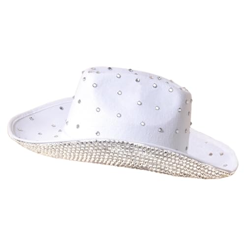KAHDGSS Schweinekuchenhut Panama Crystal Brim Panama Für Musikfestivals Gleiten Strasssteine ​​Brim Panama von KAHDGSS