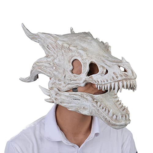 KAHDGSS Simulation Dragon Knochenmaske Halloween Carnival Horror Lustig Cosplay Kopfbedeckung Dinosaurier Latextiere Bewegliche Kiefer Drachenknochen von KAHDGSS