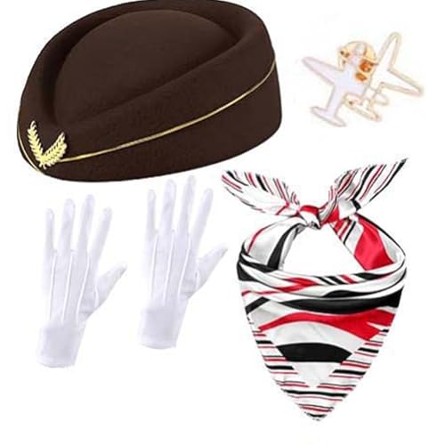 KAHDGSS Stewardess Kostüm Zubehör für Damen mit Flugbegleiterhut Flugzeugnadeln Lufthostessen Cosplay Kostüm Zubehör KAHDGSS Stewardess Kostüm Zubehör für Damen mit Flugbegleiterhut Flugzeugnadeln Lufthostessen Cosplay Kostüm Zubehör von KAHDGSS