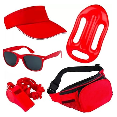 KAHDGSS Wächter-Kostüm, Rettungsschwimmer-Kostüm, Zubehör, inklusive Schutzhut, Sonnenbrille, Bauchtasche, Pfeifen, Rettungsschwimmer Outfit für Frauen von KAHDGSS