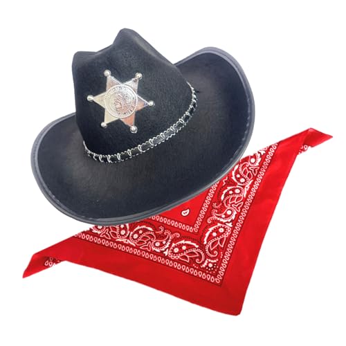 KAHDGSS Western Cow Boy Kostüm Set Western Cow Boy Outfits Cowgirl Hat Bandana Für Halloween Party Dress Rollenspiel Cosplay von KAHDGSS