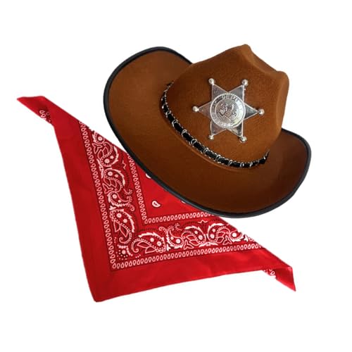 KAHDGSS Western Cow Boy Kostüm Set Western Cow Boy Outfits Cowgirl Hat Bandana Für Halloween Party Dress Rollenspiel Cosplay von KAHDGSS