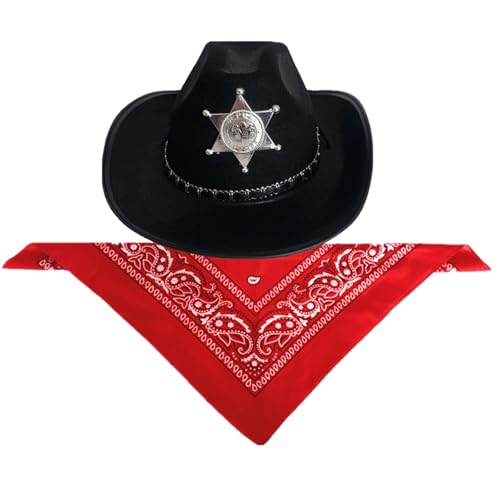 KAHDGSS Western Cow Boy Kostüm Set Western Cow Boy Outfits Cowgirl Hat Bandana Für Halloween Party Dress Rollenspiel Cosplay von KAHDGSS