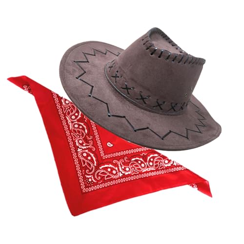 KAHDGSS Western Cow Boy Kostüm Set Western Cow Boy Outfits Cowgirl Hat Bandana Für Halloween Party Dress Rollenspiel Cosplay von KAHDGSS