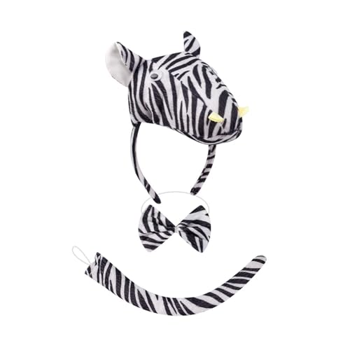 KAHDGSS Zebras, Ohren und Schwanz, Fliege, Handschuhe, Tier-Kostüm-Set, Zubehör, Zebras-Kostüm-Set für Halloween, Cosplay-Party KAHDGSS Zebras, Ohren und Schwanz, Fliege, Handschuhe, Tier-Kostüm-Set, Zubehör, Zebras-Kostüm-Set für Halloween, Cosplay-Party von KAHDGSS