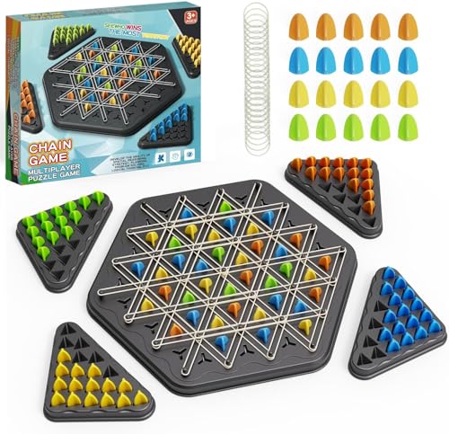 Triggle Spiel mit Gummibänder, Chain Triangle Games Triggle Geometrisches Schachspiel, Dreieck Schachbrett Brettspiel Brain Games Triggle mit 84 Schachfiguren und 44 Gummibändern Triggle Spiel mit Gummibänder, Chain Triangle Games Triggle Geometrisches Schachspiel, Dreieck Schachbrett Brettspiel Brain Games Triggle mit 84 Schachfiguren und 44 Gummibändern von KAHEIGN