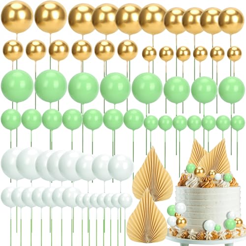 68 Stück Backen Tortendeko Kugeln Set, 3 Farben Schaumstoffball Torten Deko, DIY Cake Decoration mit 2 Gold Palmenblattförmiges Dekorpapier, Boho Deko Torte für Geburtstag Hochzeit Babyparty 68 Stück Backen Tortendeko Kugeln Set, 3 Farben Schaumstoffball Torten Deko, DIY Cake Decoration mit 2 Gold Palmenblattförmiges Dekorpapier, Boho Deko Torte für Geburtstag Hochzeit Babyparty von KAHOUI