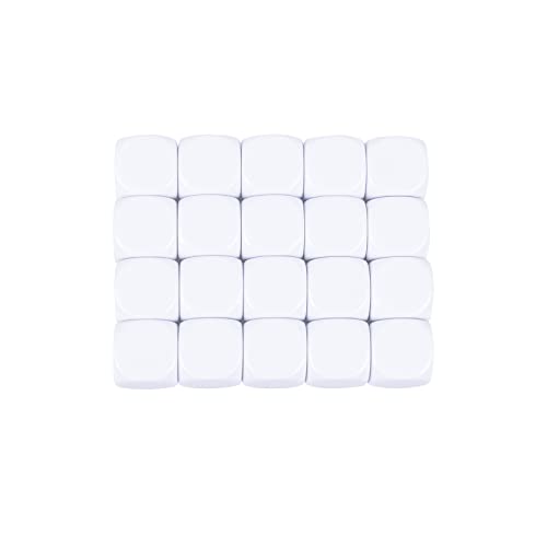 KAIHENG 16mm Acrylwürfel mit geglätteter Oberfläche, sechsseitige Würfel mit abgerundeten Ecken, weiße Würfelwürfel für Brettspiele, DIY-Aufkleber, Partyspaß, 20 Stück Weiß von KAIHENG