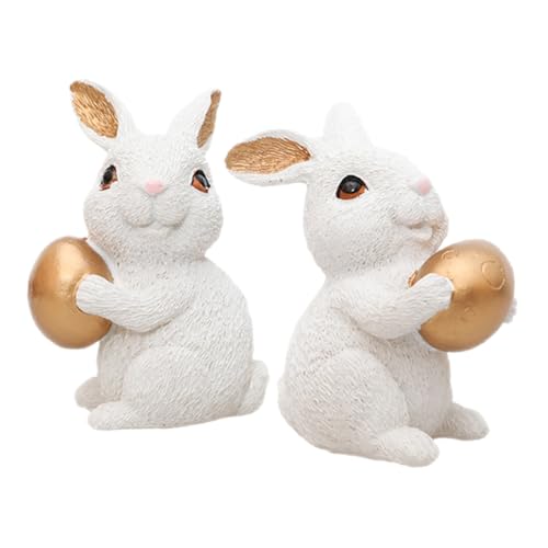 KAILIKETIY 1 Paar Osterhasen-Ornamente Hasen Leckereien Hasennachtlicht Häschen-Statue Heu Hasengartendekor Stickig Rustikale Osterdekoration Schweinchen Hamster Hasenspielzeug Kaninchen Harz von KAILIKETIY