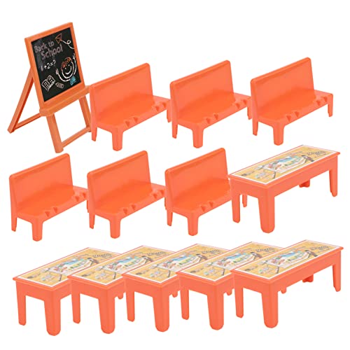 KAILIKETIY 13 Stück Kinderzimmer Dekoration Puppenhaus-Schulbank Mini-Tafelschilder für schreibtischstuhl Mini-Klassenzimmer-Modell Modell wohnmöbel aus Holz von KAILIKETIY
