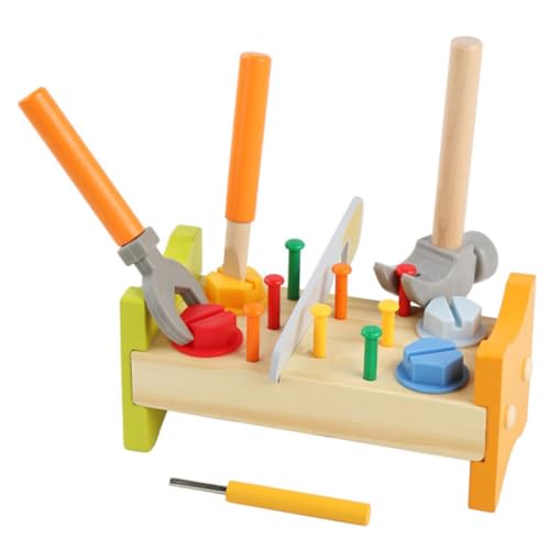 KAILIKETIY 1Satz Kleinkindspielzeug Hammer Hölzerne Peg Workbench für Pädagogisches Hammerspielzeug Hand Koordination und Kreativität Sicheres Holzspielzeug von KAILIKETIY