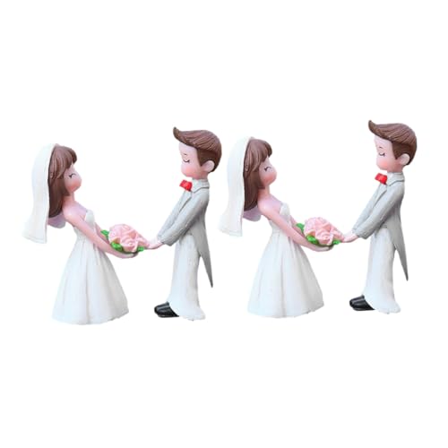 KAILIKETIY 2 Paare Romantische Miniatur Figuren Kompakte Valentinstags Deko Stabile Kunststoff Hochzeitsornamente für Zuhause Kreative DIY Cake Topper Geschenkidee für Brautpaare von KAILIKETIY
