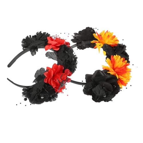 KAILIKETIY 2 Stück Halloween Stoffblumen Haarband Damen Modisch Komfortabel Halloween Haarschmuck Einfache Stil Vielseitig Kombinierbar für Party von KAILIKETIY