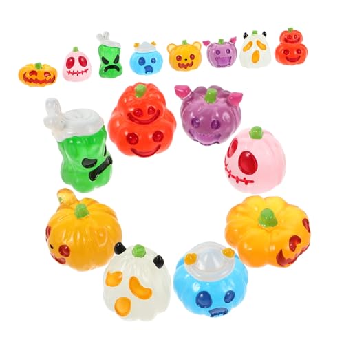 KAILIKETIY 24-teiliges Halloween-Spielzeug: Im Dunkeln Leuchtendes Halloween-Miniatur- - Und Kürbis-Set – Winzige Harzornamente Für Party-Requisiten Und Innendekorationen von KAILIKETIY