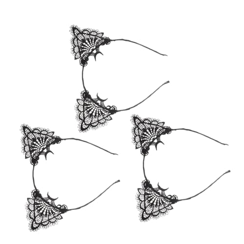 KAILIKETIY 3Stücke Teiliges Spitzenkatze Ohrdesign Haarband für Dekorative Haarschmuck Kopfbedeckung für Kostümparty Hochzeit Geburtstagsfeier und Fotoshootings von KAILIKETIY