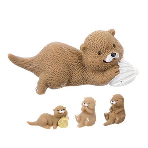 KAILIKETIY 4Stücke Miniatur Otterfiguren aus Harz Niedliche Otter Dekoration für Mikrolandschaften Puppenhaus und Feengarten Vielseitige Schlüsselanhänger und Kreative Gartenaccessoires von KAILIKETIY