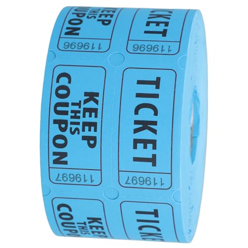 KAILIKETIY 500 Stück Rolle Lottoscheine Verlosungstickets Sequential nummerierte Tickets Partytickets verlosen doppelte Tombola-Tickets 170g Doppeloffsetpapier Sky-Blue von KAILIKETIY
