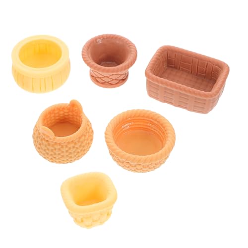 KAILIKETIY 6 Stück Teiliges Körbe für Puppenhaus Dekoration Resin Craft Tiny Baskets für DIY Mini Obstkörbe und Dekorationselemente von KAILIKETIY