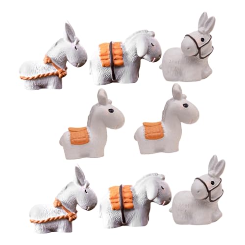 KAILIKETIY 8stücke Teiliges Miniatur Esel Figuren Niedliche Resin Tierornamente Für Landschaftsgestaltung Garten Dekoration Mini Esel Statuen Für Kreatives Basteln Und Puppenhaus Deko von KAILIKETIY