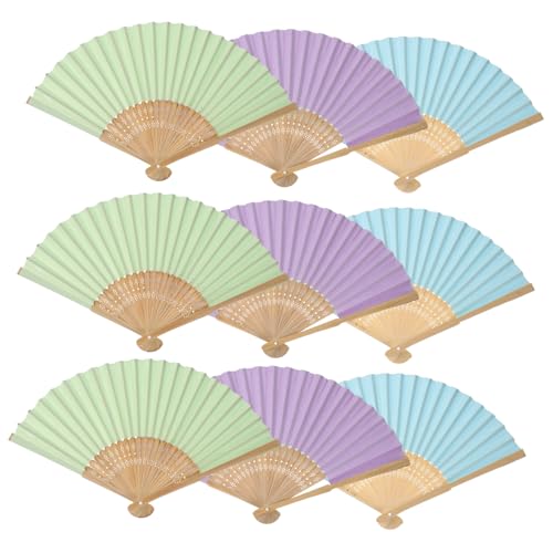 KAILIKETIY 9 Stück Malerei-Fan leere malerei handfächer Lüfter Handventilator faltbar Falten Malfan für Malfächer leerer Handfächer Faltventilatoren, Handventilatoren Bastelfan Papier von KAILIKETIY