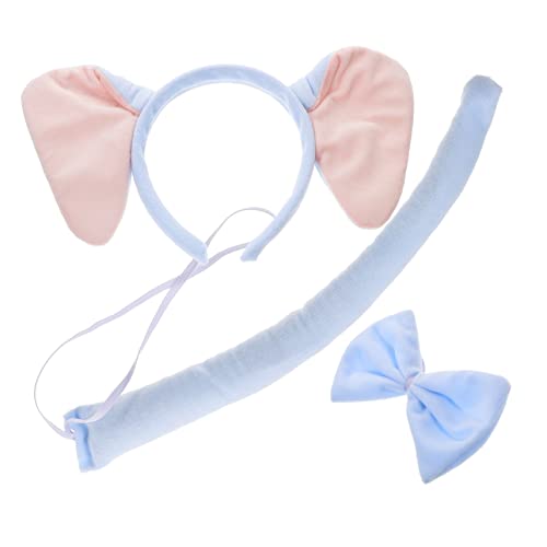 KAILIKETIY Elefantenkostüm Set für Elefantenohren Stirnband Schleife und Bequemes Tierkostüm Zubehör für Karneval Halloween Fasching und Kreative Verkleidung von KAILIKETIY
