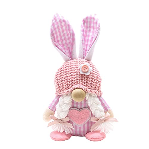KAILIKETIY Gel Rudolph Puppe Dekorative Kaninchen Zwergpuppe Hasen Zwergpuppe Zwergpuppe Entzückende Zwergpuppe Festivalpuppe Schmuck Desktop Kaninchen Zwergpuppe Kunstfell Rosa von KAILIKETIY