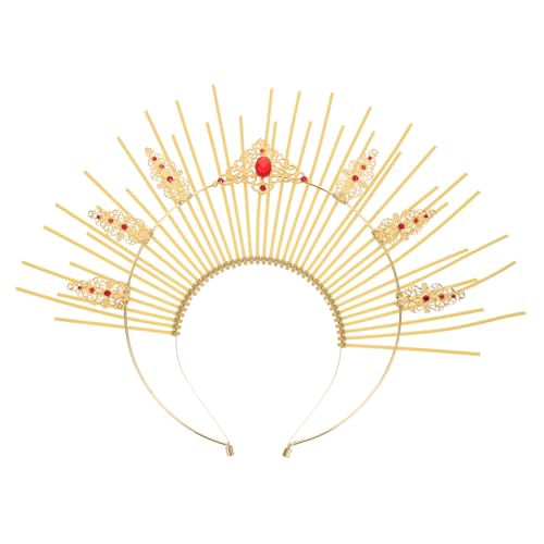 KAILIKETIY Gelbes Gothic Haarband Sonnenheiliger Heiligenschein Kopfschmuck für Damen Hochzeit Party Festliche Anlässe Vielseitiges Dekoratives Stirnband von KAILIKETIY