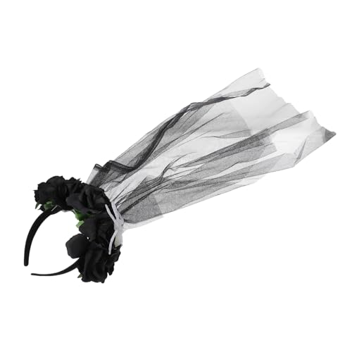 KAILIKETIY Halloween Haarreif mit Spinne und Rosen Schwarzer Spitzen-schleier Mesh Haarschmuck für Cosplay und Kostümpartys Vintage Stil für Damen und Mädchen von KAILIKETIY