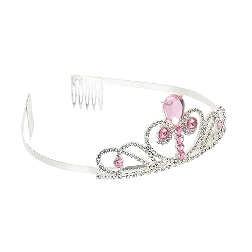 KAILIKETIY Kindergeburtstagskrone aus Kristallklarem Pinkes Tiara Haarband für Mädchen Krone als Party Haarschmuck und Cosplay Kopfschmuck Leicht und Komfortabel zu Tragen von KAILIKETIY