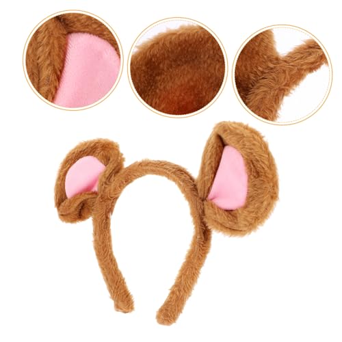 KAILIKETIY Maus Stirnband Plüsch Maus Ohren Haarband Tier Kostüm Accessoire Mäuse Cosplay Stirnband Kaffee Stoff von KAILIKETIY