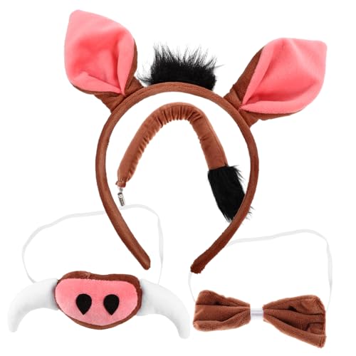KAILIKETIY Niedliches Schwein Kostüm mit Haarreif Nase und Fliege Leichtes Stoffmaterial Bequem für Karneval Halloween Cosplay und Partyveranstaltungen von KAILIKETIY