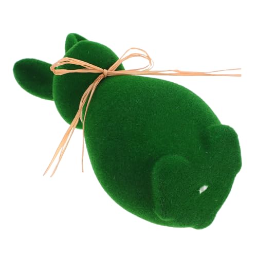 KAILIKETIY Osterhase Mit Beflockung Tierfigur Hase Formschnitt Küken Osterhasen Skulptur Osterschild Osterdeko Osterhasenschild Grüne Schaumstoffbeflockung von KAILIKETIY