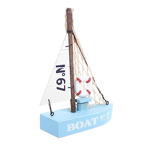 KAILIKETIY Segelmodell Ornament Wohnkultur Ozeandekor Heimdekoration Wohnzimmerdekoration Nautische Dekorationen Schiff Mediterranes Segelboot MDF Sky-Blue von KAILIKETIY