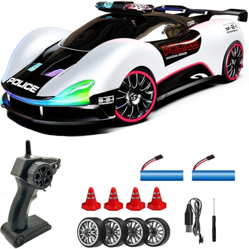 KAIMIO 1:20 Scale Ferngesteuertes Drift Auto 4WD 2.4GHz Racing Sport Spielzeug RC Auto mit LED Lichtern, Racing und Drift Rädern Für Anfänger Geeignet (Weiß) von KAIMIO